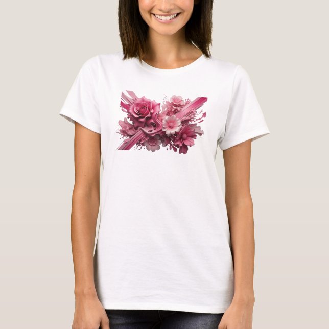 Camiseta Bela ARTE ABSTRATA Rosa Design (Frente)