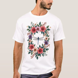 Camiseta Bela Arte de Aquarela de Libélula Amante de Inseto