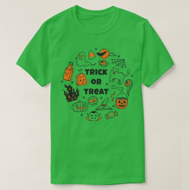 Camiseta Bela Arte de Dodle do Halloween (Frente do Design)