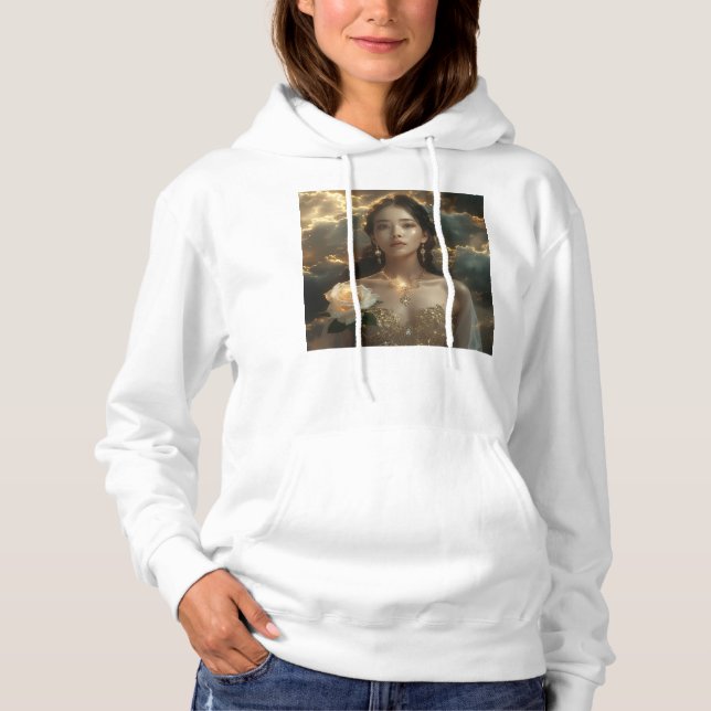 Camiseta Bela Asiática Com Rosa Branca (Frente)