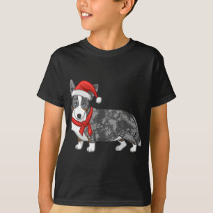 Camiseta Bela azul de Merle Cardigan Corgi Natal Santa Hat