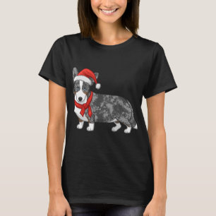Camiseta Bela azul de Merle Cardigan Corgi Natal Santa Hat