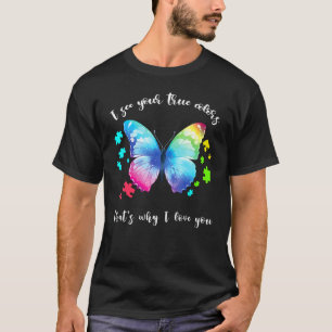 Camiseta Bela Borboleta do Autismo Vejo suas Verdadeiras Co