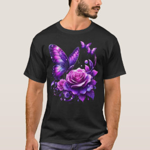 Camiseta Bela Borboleta Rosa Roxo Amantes G