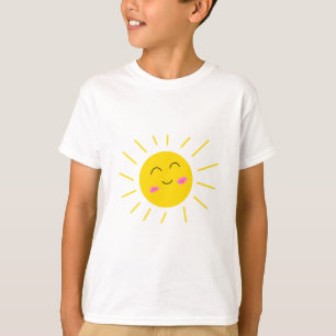 Camiseta Bela Caricatura Feliz Brincadeira Crianças do Sol