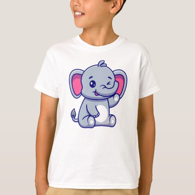 Camiseta Bela Cartografia de Sentado de Elefante Bebê (Frente)