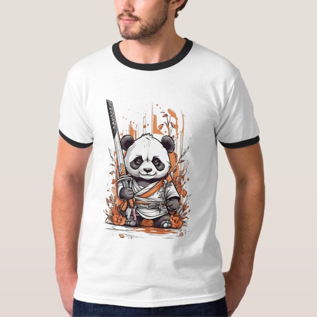 Camiseta Bela Cartoon Panda Samurai | Design gráfico único (Frente)