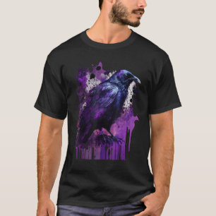 Camiseta Bela Coroa Negra Raven Pássaro Púrpura Manchas W