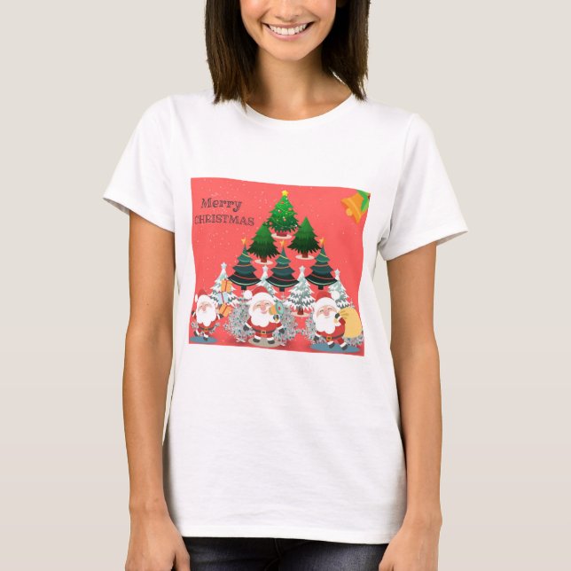 Camiseta Bela Design de Natal Feliz (Frente)