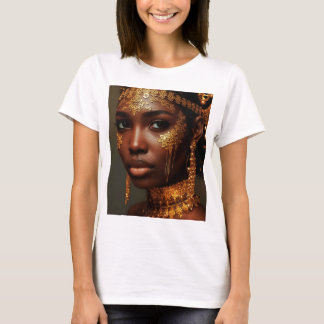 Camiseta Bela Deusa Núbia em Ouro
