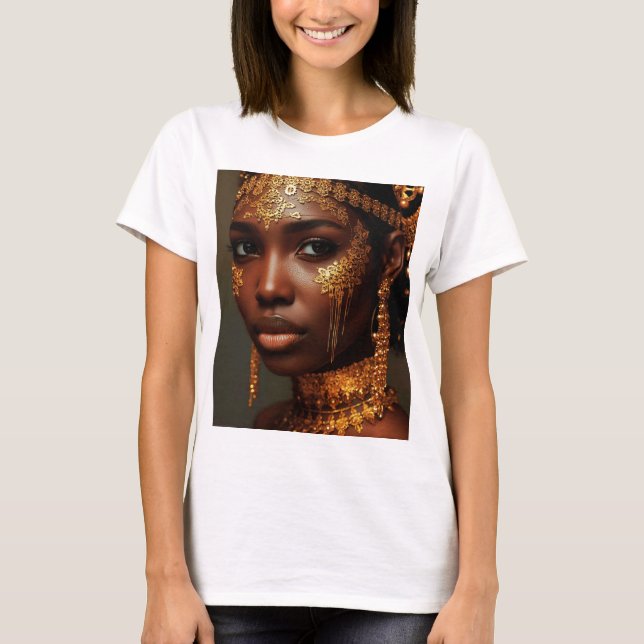 Camiseta Bela Deusa Núbia em Ouro (Frente)