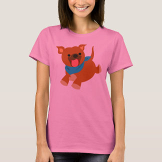 Camiseta Bela e Feliz Caricatura Escava-Camisa