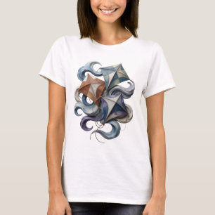 Camiseta Bela ESTRELA Voadora CINZA VOANDO NO MAR Impressão