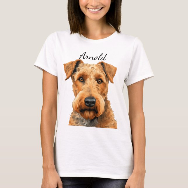 CAMISETA BELA FACE DE CACHORRO DO TERRIER AIRDALE (Frente)