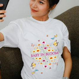 Camiseta Bela-flor-de-flor-selvagem Bebê em Sangue Mãe para