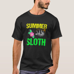 Camiseta Bela Flor de Hibisco de Preguiça de Verão