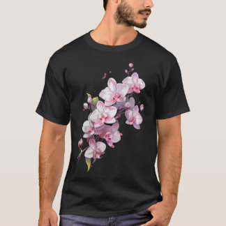 Camiseta Bela Flor de Orquídea Sobre Floral
