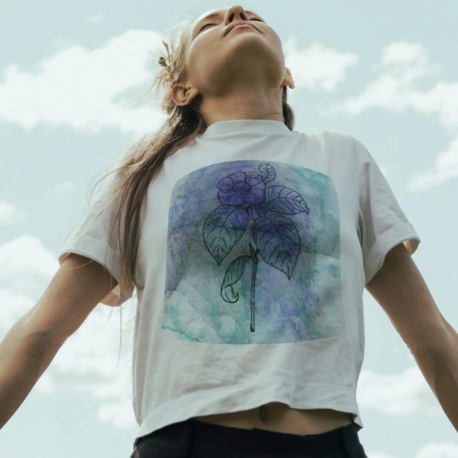 Camiseta Bela Flor Fundo Aquarela Vintage (Criador carregado)