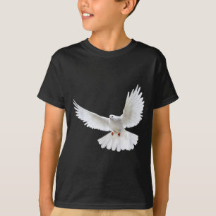 Camiseta Bela Foto Silhueta de Pombo Branco Pacífico Voando