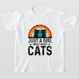 Camiseta Bela garota ama arte de gatos