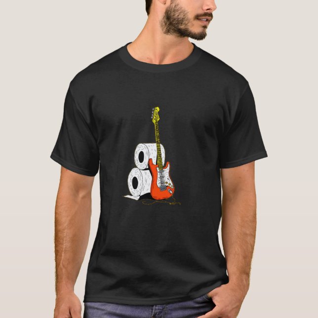 Camiseta Bela Guitarra de Rocha Vermelha com Papel Higiênic (Frente)