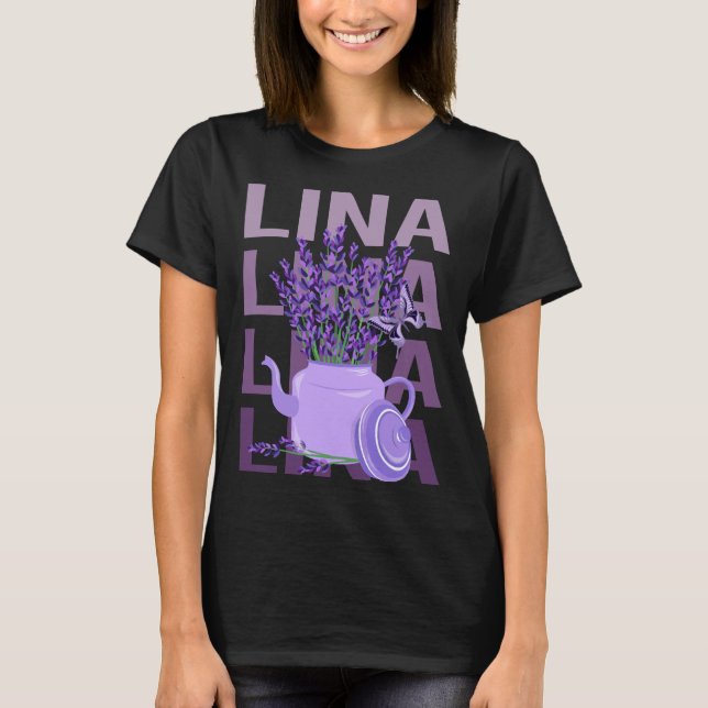 Camiseta Bela Lavanda - Nome Lina (Frente)