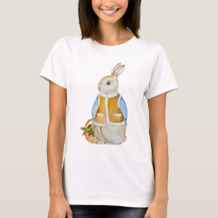 Camiseta Bela lebre de Natal com uma cesta com farelo de sp