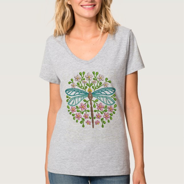 Camiseta Bela Libélula Azul Exótica Cores Pastel (Frente)