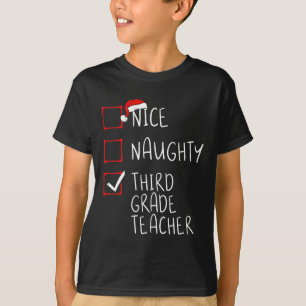 Camiseta Bela Lista De Natal De Professores Do Terceiro Gra
