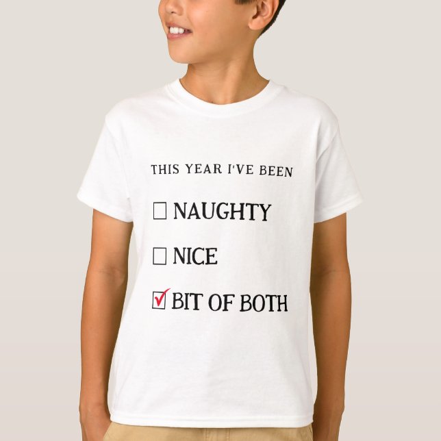 Camiseta Bela Lista Engraçada, Engraçada, Crianças de Natal (Frente)