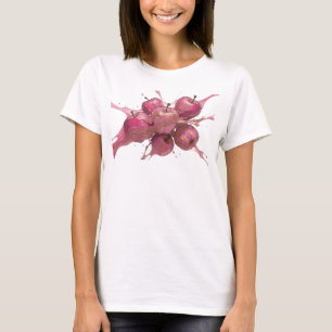 Camiseta Bela Maçã Abstrata Rosa Gráfica de Designer