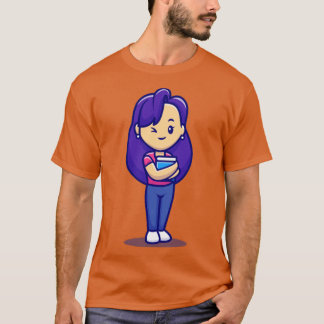 Camiseta Bela Menina de Gato Cartoon