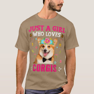 Camiseta Bela Menina Que Ama Cachorro Corgis Puppy Lover