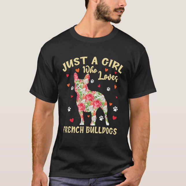 Camiseta Bela Menina Que Ama Cachorros Franceses (Frente)