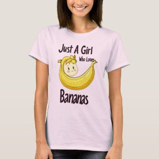 Camiseta Bela Menina Que Ama Fruta De Bananas