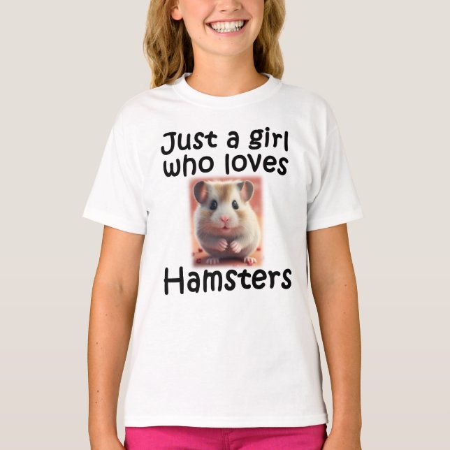 Camiseta Bela Menina Que Ama Hamsters Hammie Animal (Frente)