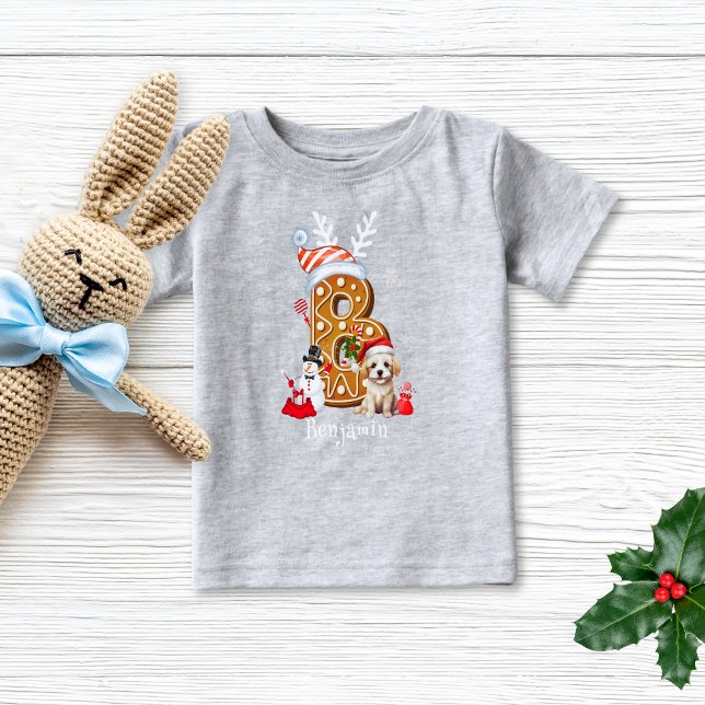 Camiseta Bela Natal Santa Hat Gingerpão - Letra B Boy (Criador carregado)