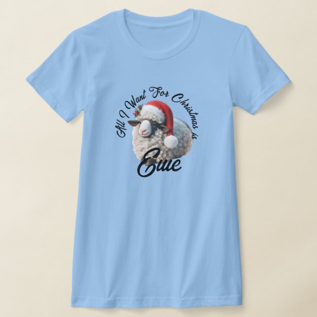 Camiseta Bela ovelha Vestindo Natal Hat (Postura )