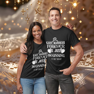 Camiseta Bela palavra de recem casados adiciona data casame