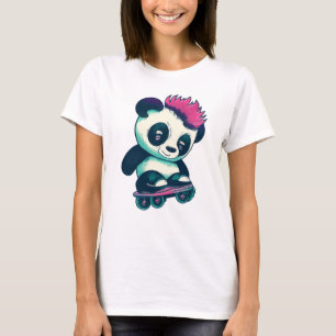 Camiseta Bela Panda Bela com Mohawk   Skater Panda