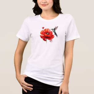 Camiseta Bela Papoula Vermelha em Toda a Sua Glória