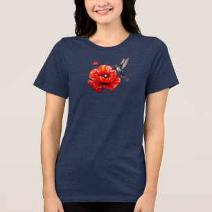 Camiseta Bela Papoula Vermelha Em Toda a Sua Glória