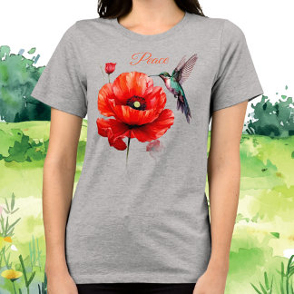 Camiseta Bela Papoula Vermelha Em Toda a Sua Glória