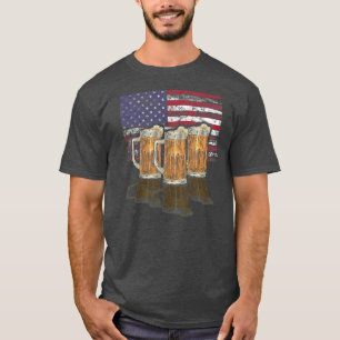 Camiseta Bela Patriótica Mug 4 de julho Beer Americana