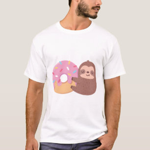 Camiseta Bela Pequena Lama Abrindo Uma Rosquinha