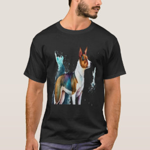 Camiseta Bela Pintura em Aquarela de Basenji