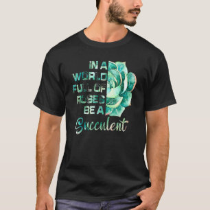 Camiseta Bela Planta Suculenta de Aquarela Dama Jardineira