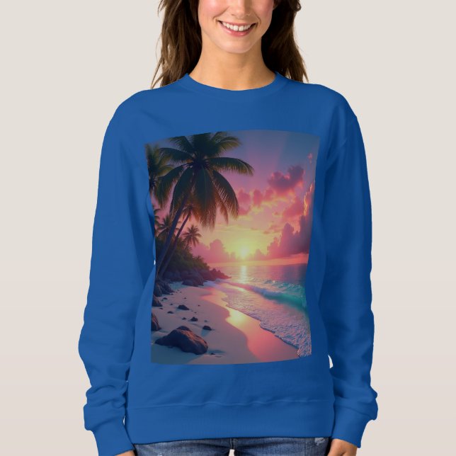 Camiseta Bela praia no pôr do sol (Frente)