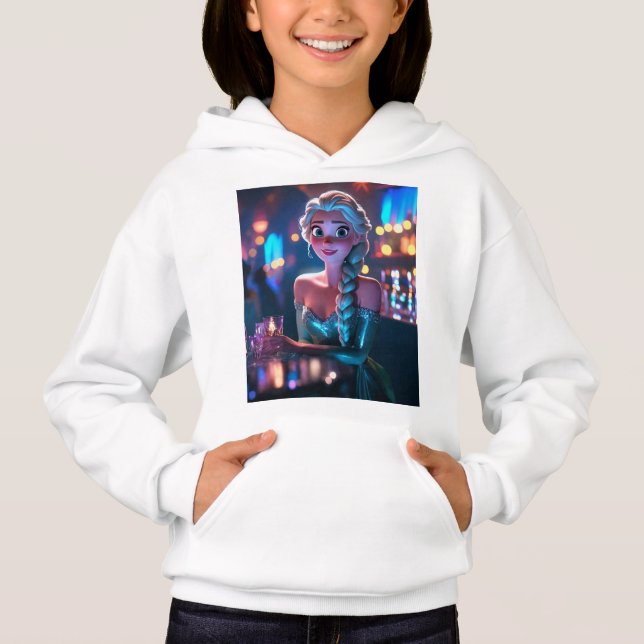 Camiseta Bela princesa elsa numa boate, foto de 8k, (Frente)