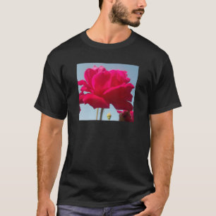 Camiseta Bela Rosa Celestial Encantadora Vermelha Contra o
